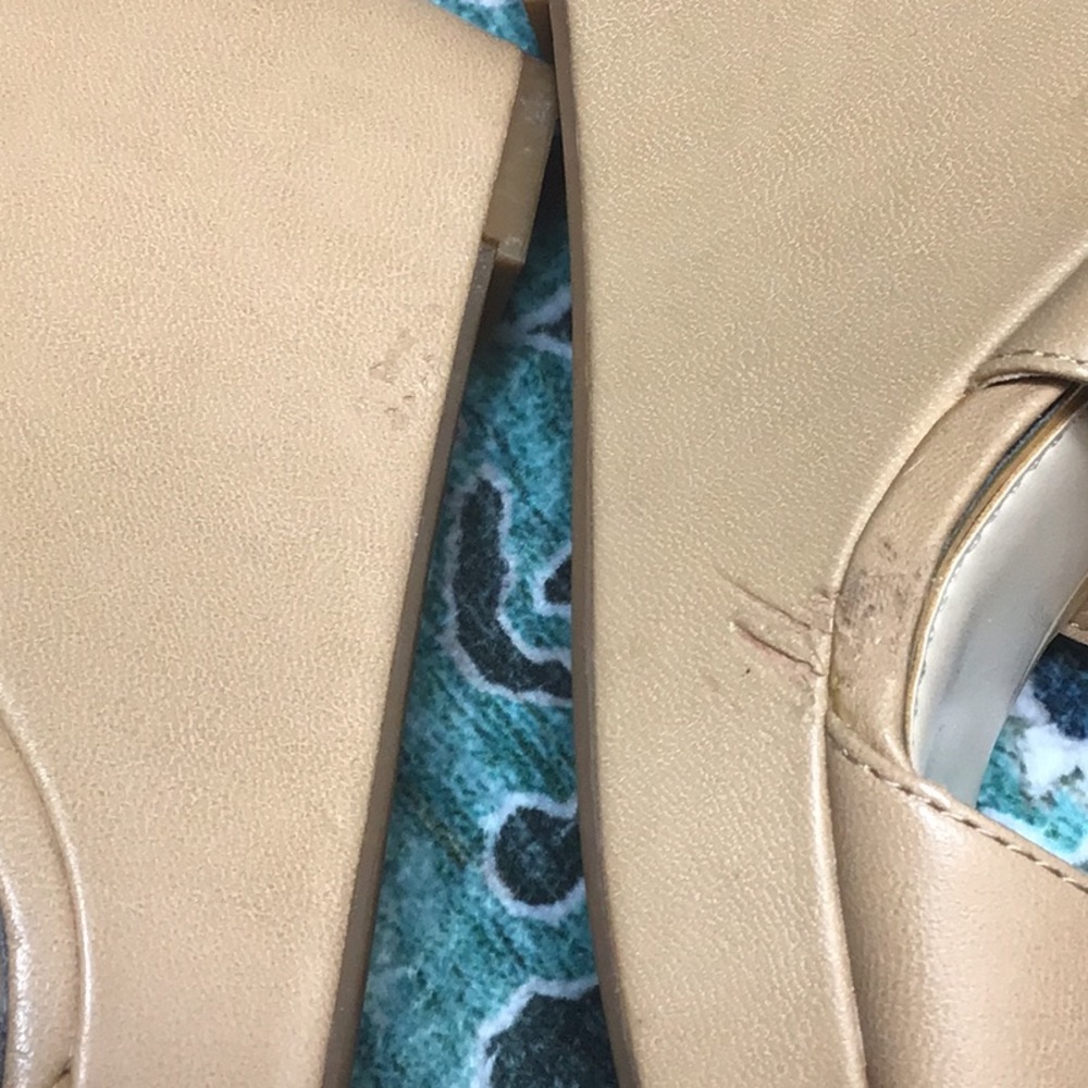 Jessica Simpson Jinxxi Tan Faux Leather Crisscross Wedge Sandals Sz 7.5 - Picture 5 of 13